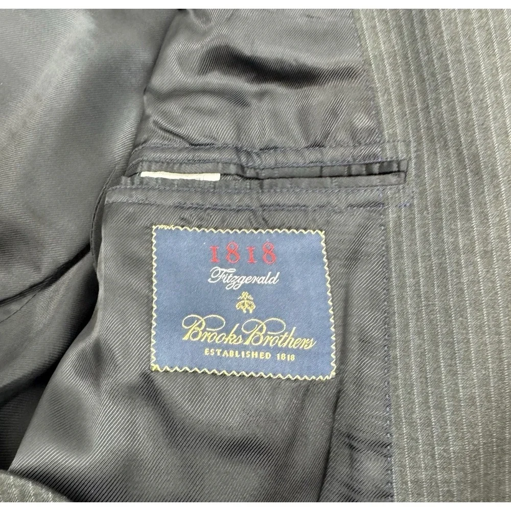 Brooks Brothers Suit Jacket Men 41L Blue Pinstripe 1818 Fitzgerald Italy Wool